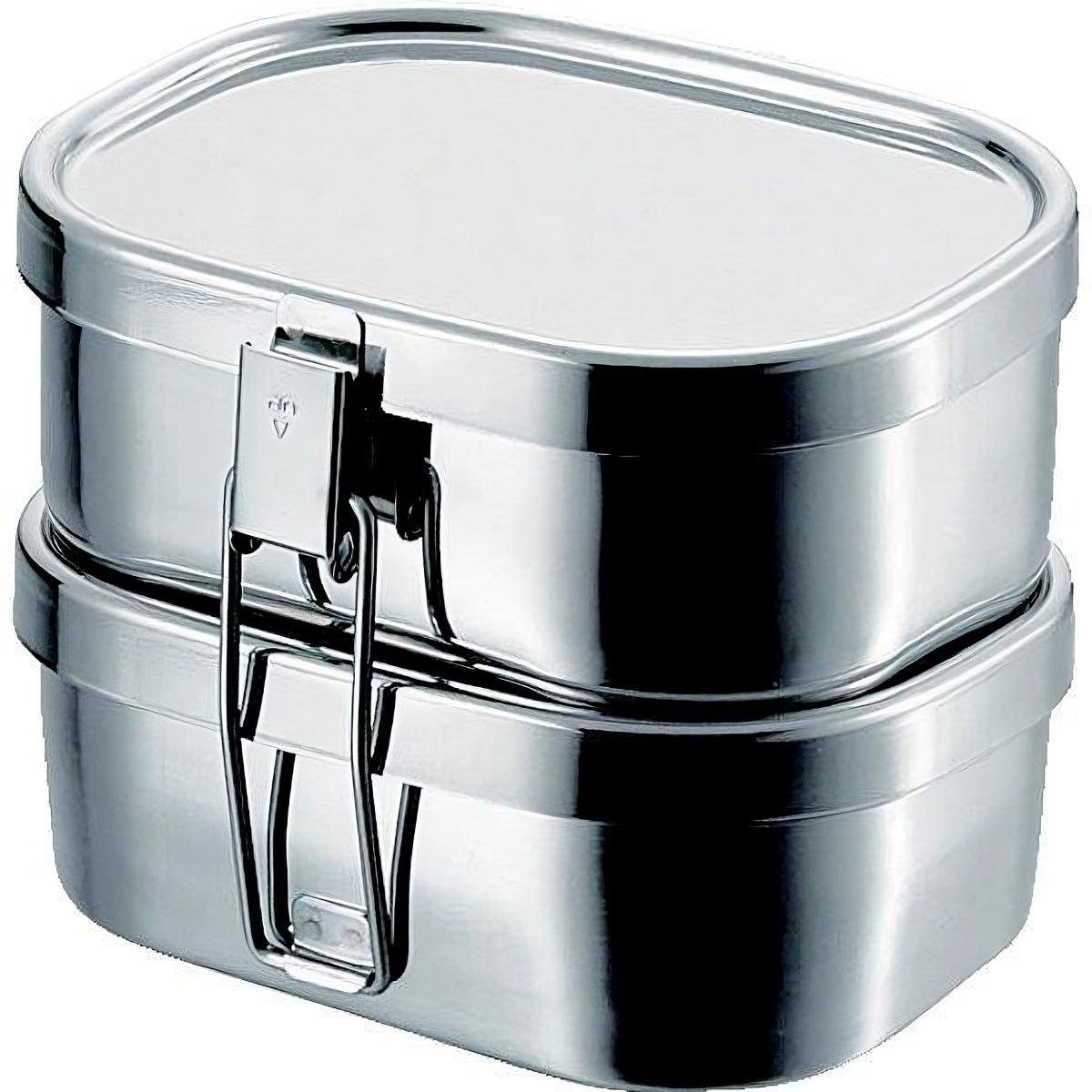 Aizawa Stainless Steel Two‑Tier Rectangular Bento Lunch Box 720ml