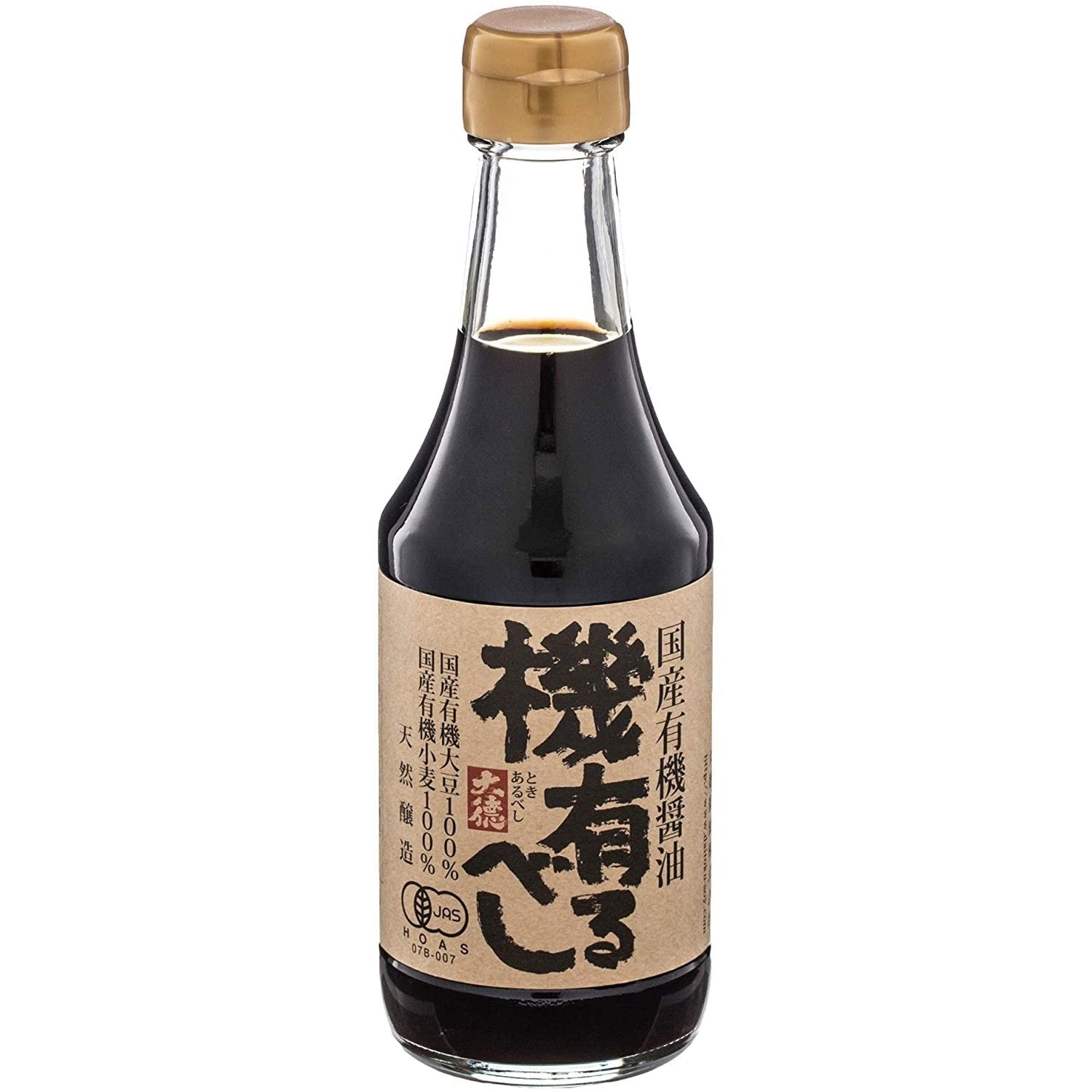 300ml glass bottle of Daitoku Organic Tokiarubeshi Dark Soy Sauce featuring traditional Japanese labeling and JAS organic seal