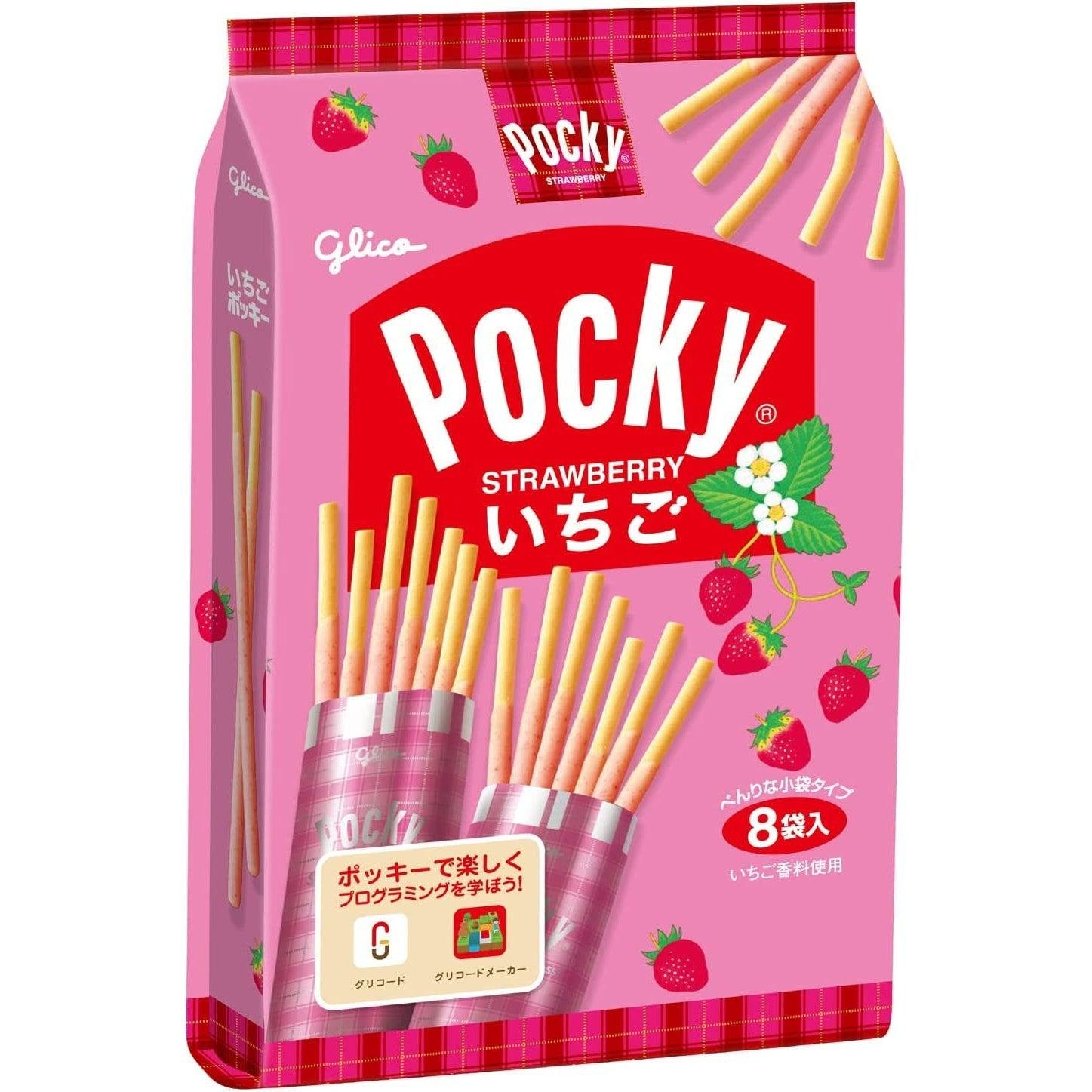 Glico Strawberry Pocky Chocolate Biscuit Sticks – 6 Pack Value