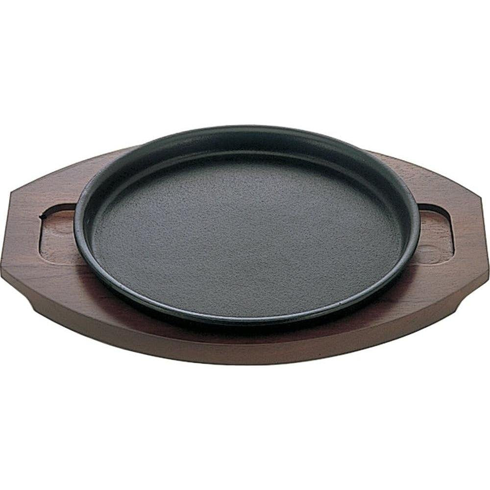 Ikenaga Cast Iron Yakisoba Sizzling Plate with Wooden Stand