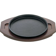 Ikenaga Cast Iron Yakisoba Sizzling Plate with Wooden Stand