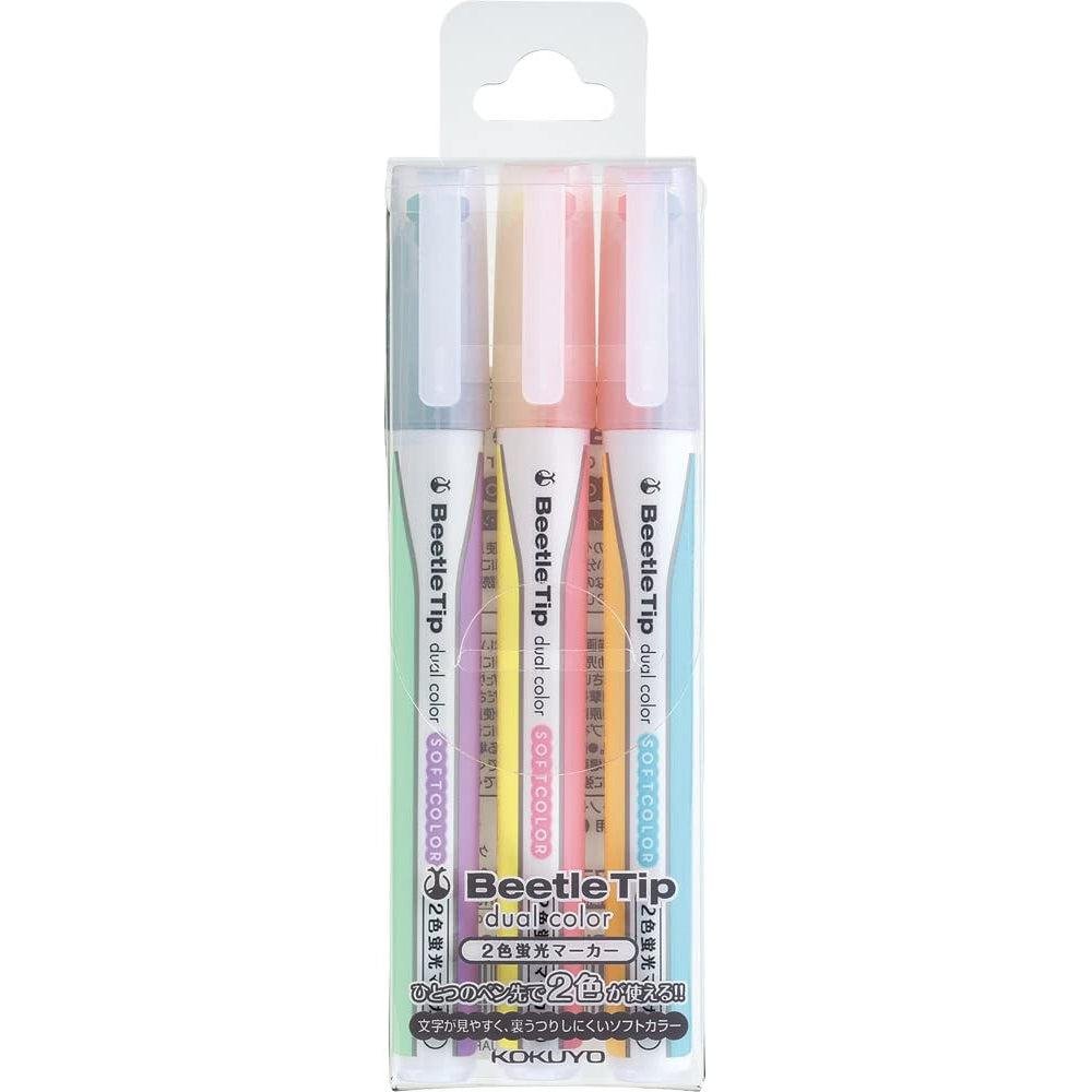 Kokuyo Beetle Tip Dual Color Highlighter Set 3 Pens Colors