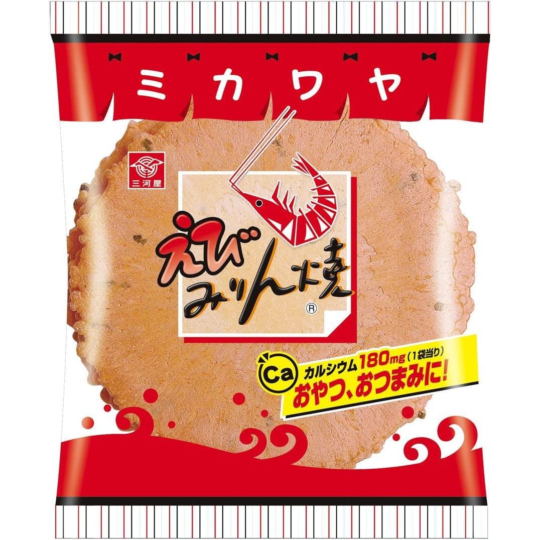 Mikawaya Ebi Mirinyaki Shrimp Crackers – 7‑Piece Packs, 3 Sets