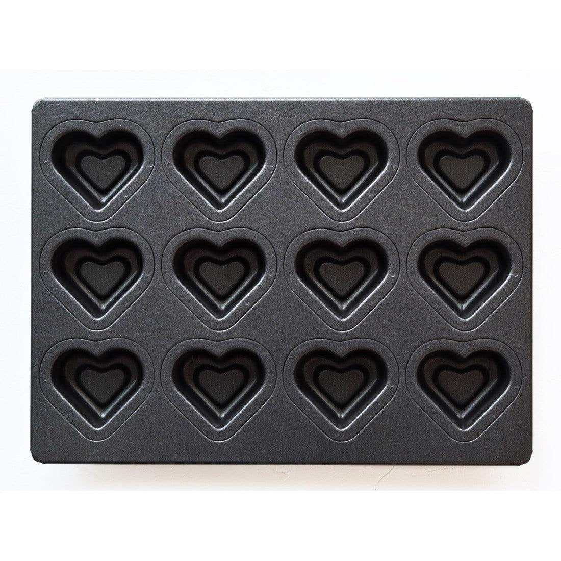 Matsunaga Professional Double-Heart 12-Well Teflon-Coated Non-Stick Cake Mold