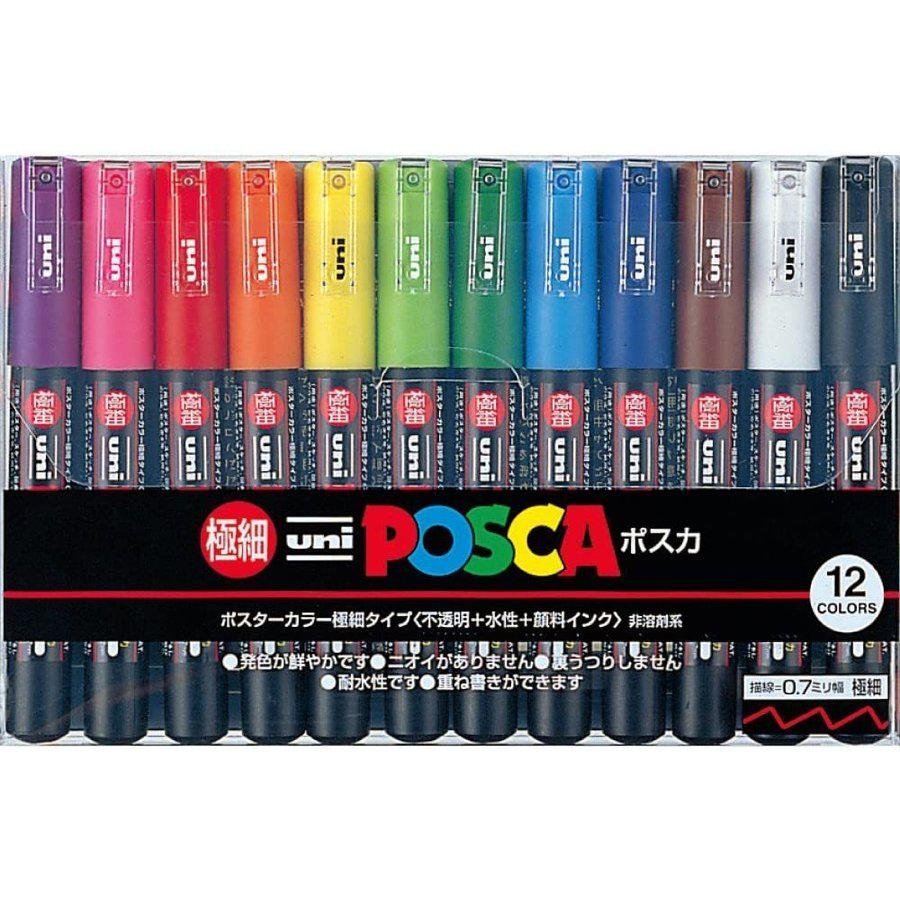 Mitsubishi Uni Posca Extra Fine Water-Based Marker Set 12 Colors