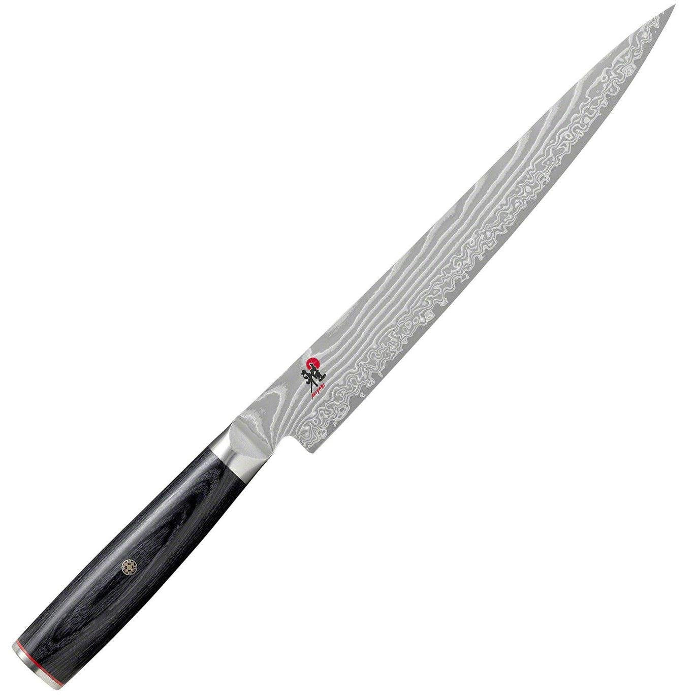 Miyabi 5000FCD 240mm Sujihiki knife with Damascus steel blade and black pakkawood handle