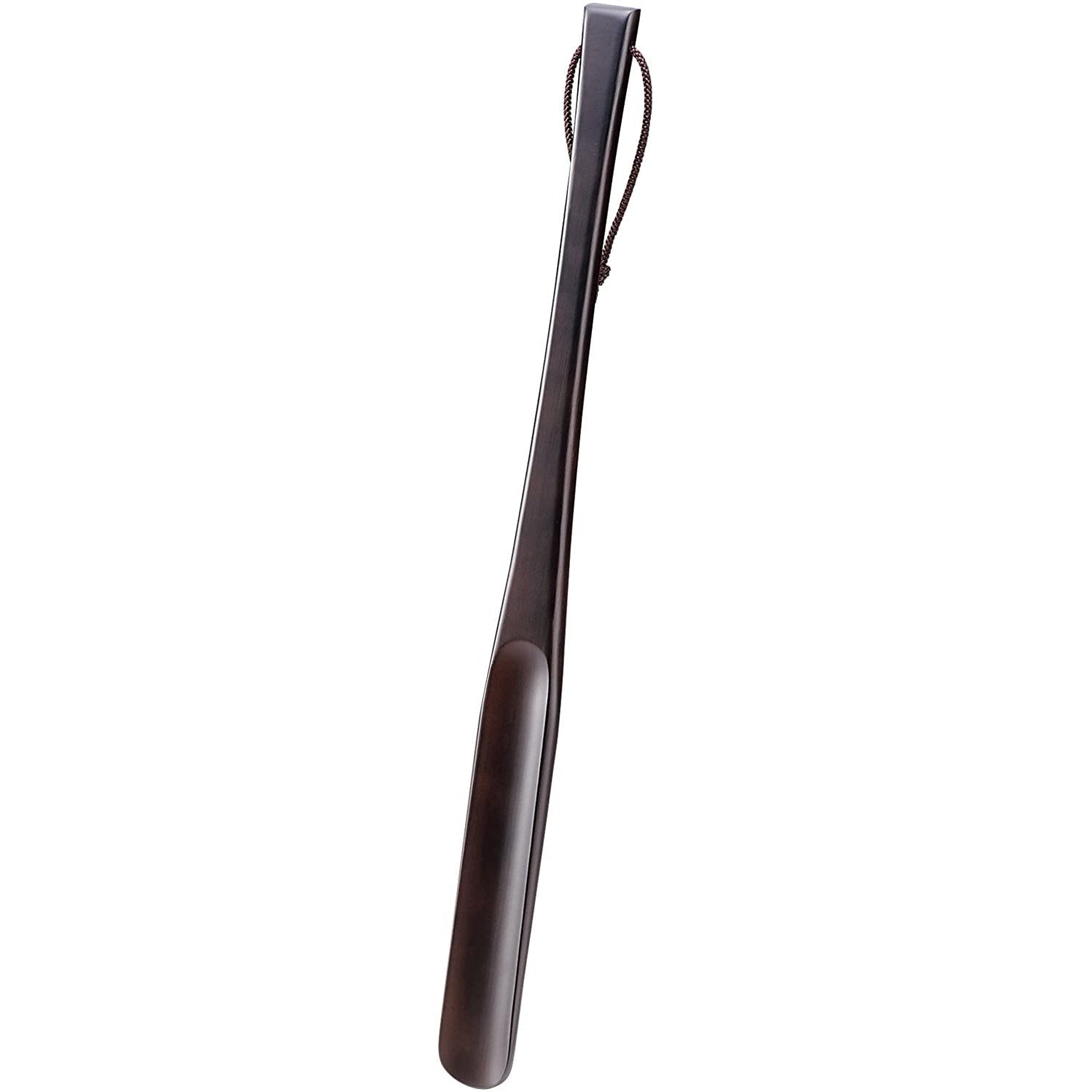 Handcrafted 480mm Japanese Beech Wood Shoe Horn by Nakata Hanger showing natural wood grain and ergonomic curve