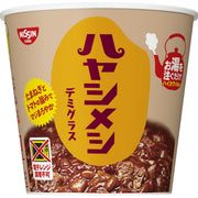 Nissin Hayashi Meshi Instant Beef Demi-Glace Rice bowl packaging showing rich brown sauce and beef