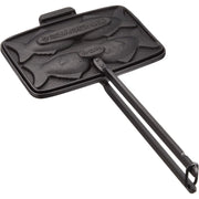 Oigen Nambu Cast Iron Taiyaki Maker featuring two fish-shaped molds with a traditional black iron finish