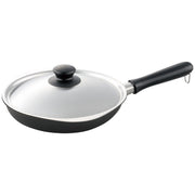 Sori Yanagi 25cm Iron Frying Pan with Stainless Steel Lid and Magma Plate texture