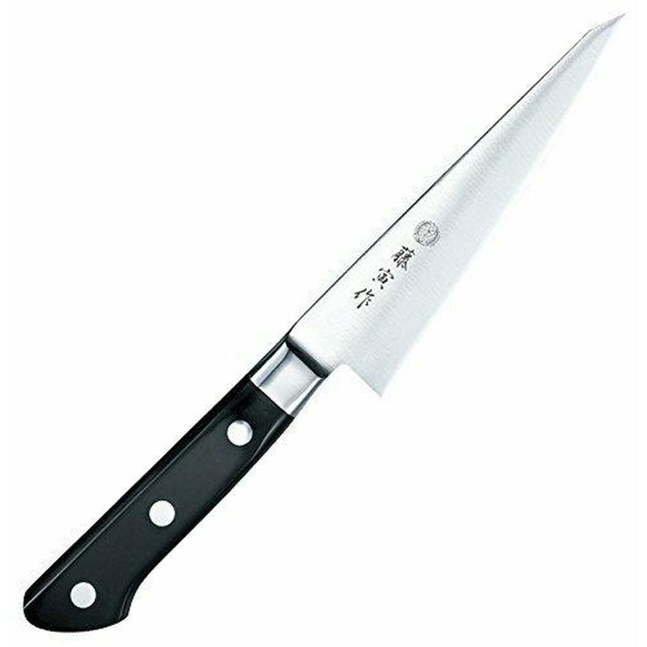 Tojiro DP Cobalt 150mm Boning Knife with black handle and silver blade
