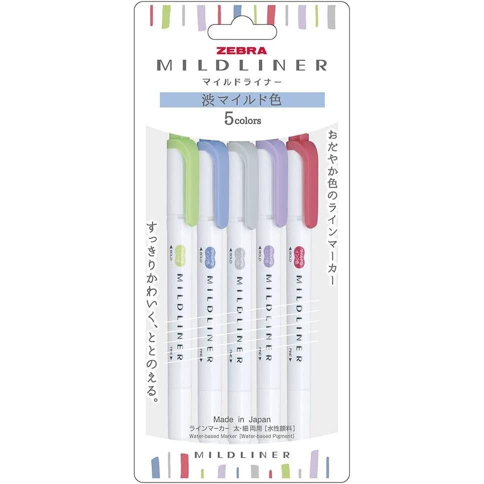 Zebra Mildliner Dual‑Tip Highlighter Set – 5 Elegant Colors