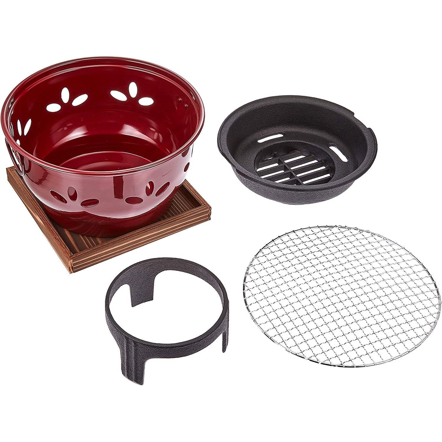 Ikenaga 26cm Cast Iron Round Charcoal Hibachi Grill Portable