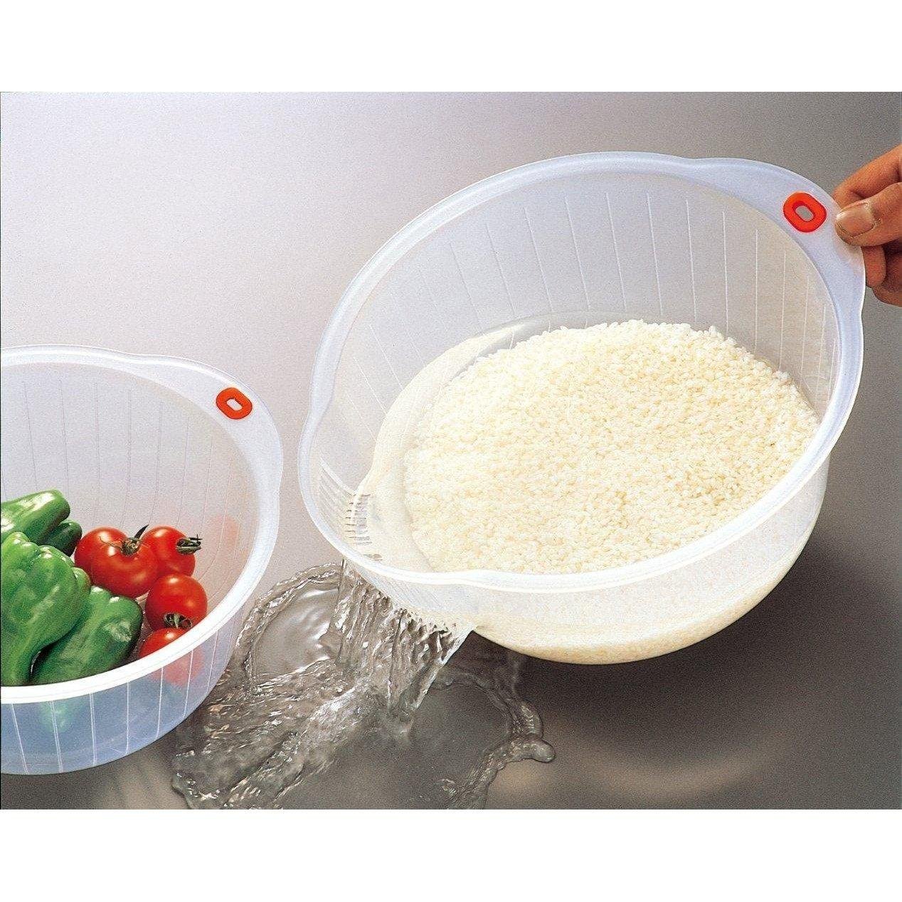 Inomata 22cm Japanese Rice Washing Bowl with Side Drainage Holes