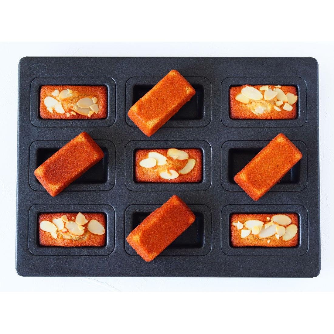 Matsunaga 9‑Well Financier Cake Mold Nonstick Teflon‑Coated Bakeware
