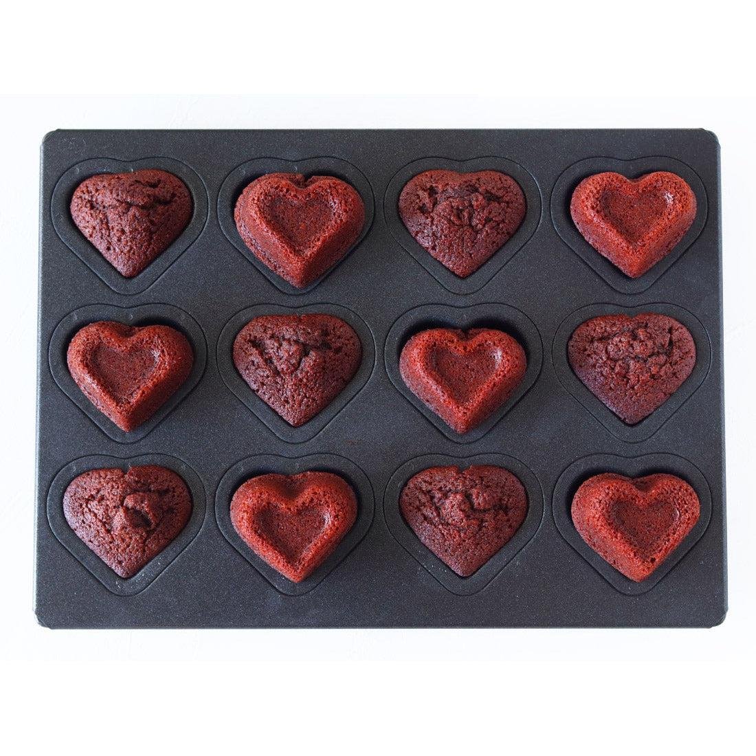 Matsunaga Professional Double-Heart 12-Well Teflon-Coated Non-Stick Cake Mold