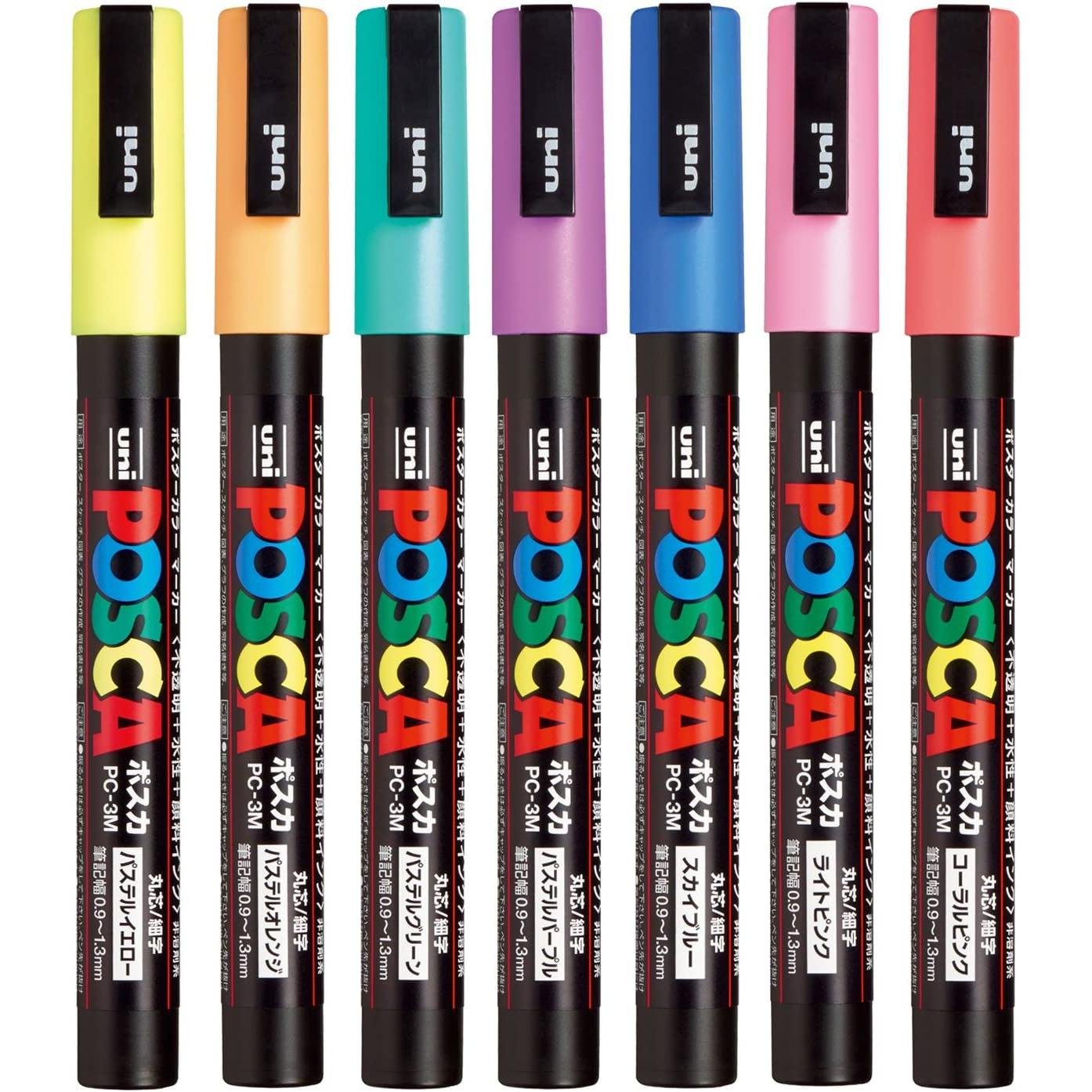 Uni Mitsubishi Posca Pastel Marker Set – 7 Vibrant Colors