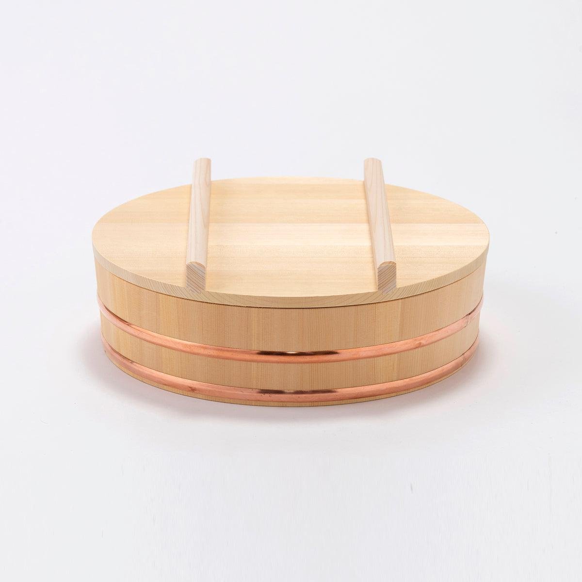 Premium Umezawa Sawara Cypress 36cm Sushi Oke Lid – Natural Wood