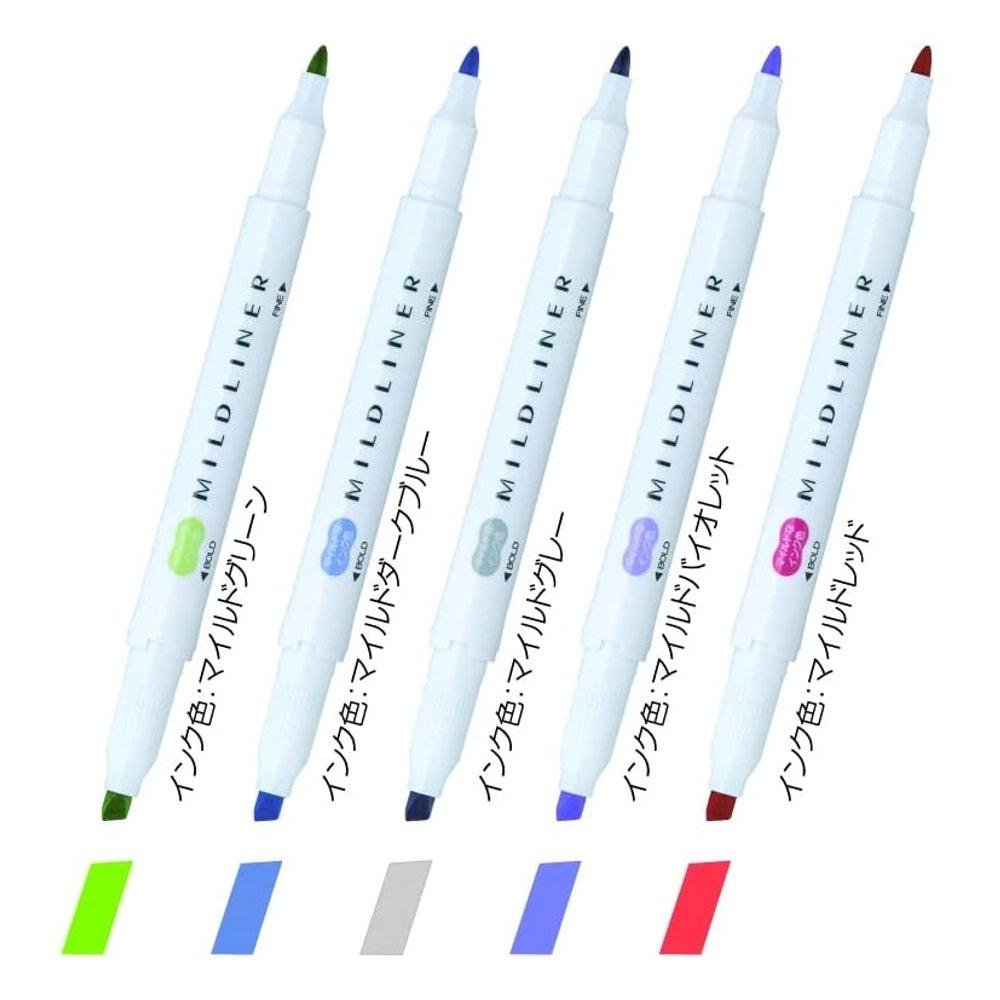 Zebra Mildliner Dual‑Tip Highlighter Set – 5 Elegant Colors