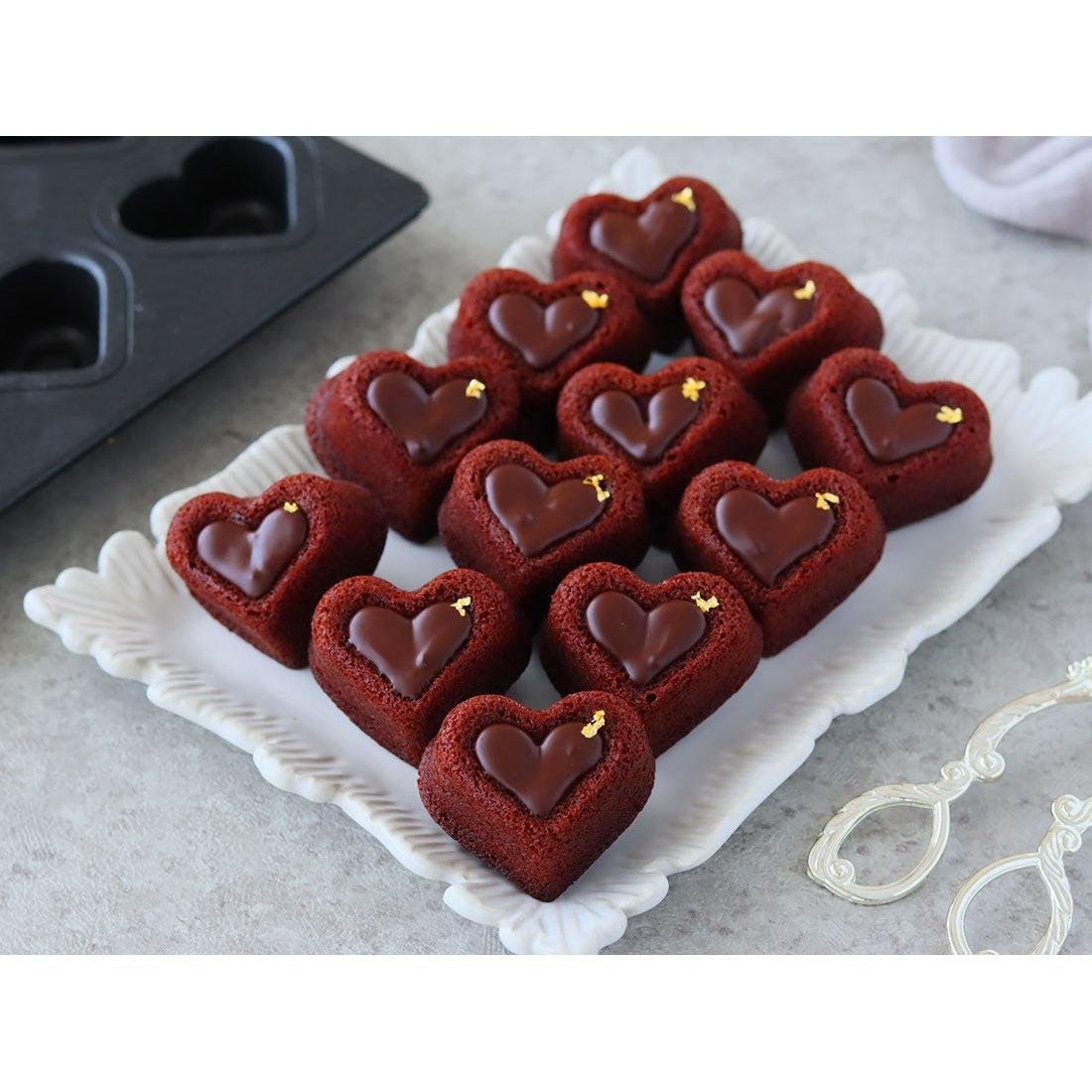 Matsunaga Professional Double-Heart 12-Well Teflon-Coated Non-Stick Cake Mold