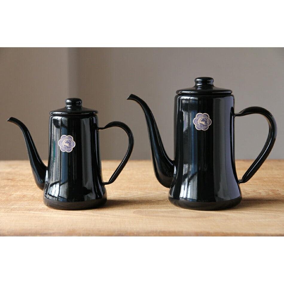 Handcrafted Tsuki Usagi Enamel Drip Coffee Slim Pot 1.2L Black