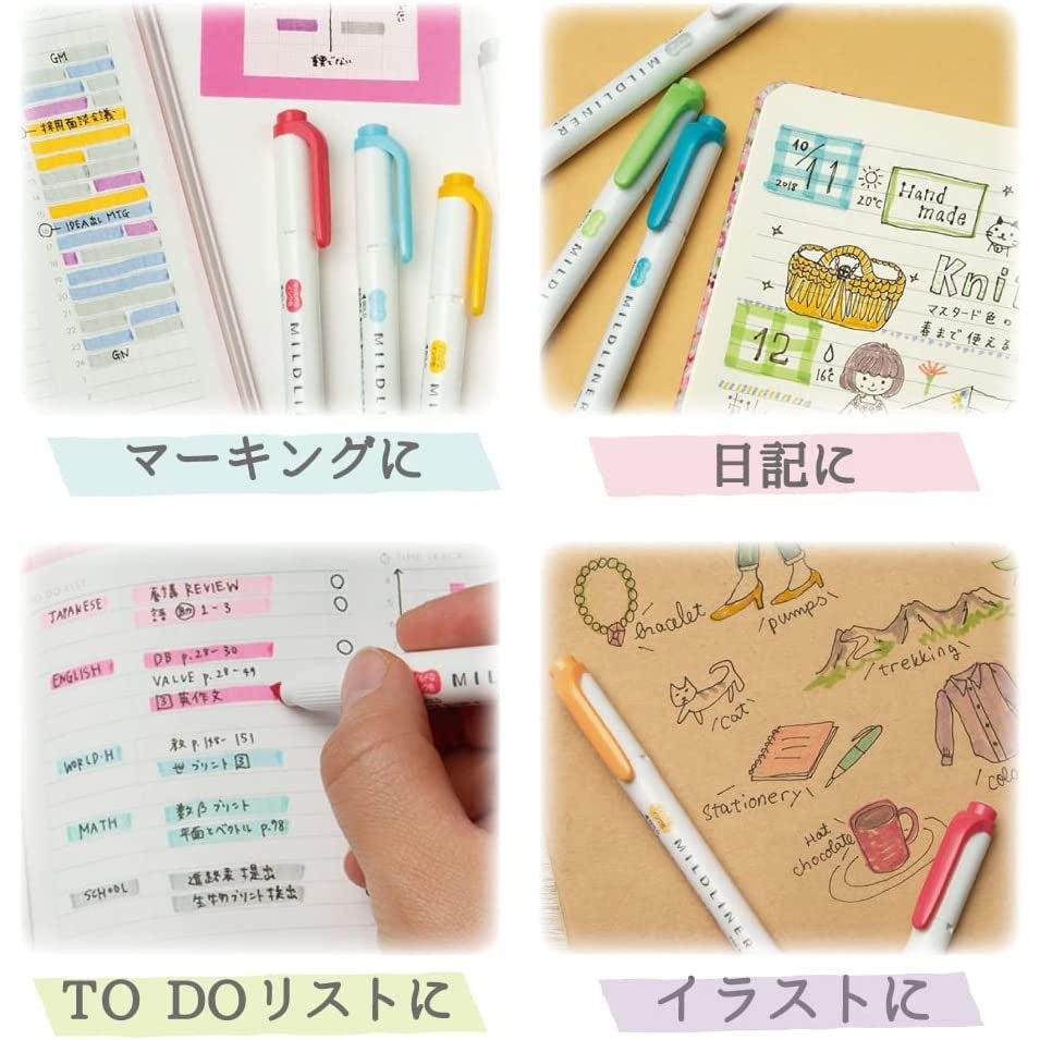 Zebra Mildliner Dual‑Tip Highlighter Set – 5 Elegant Colors