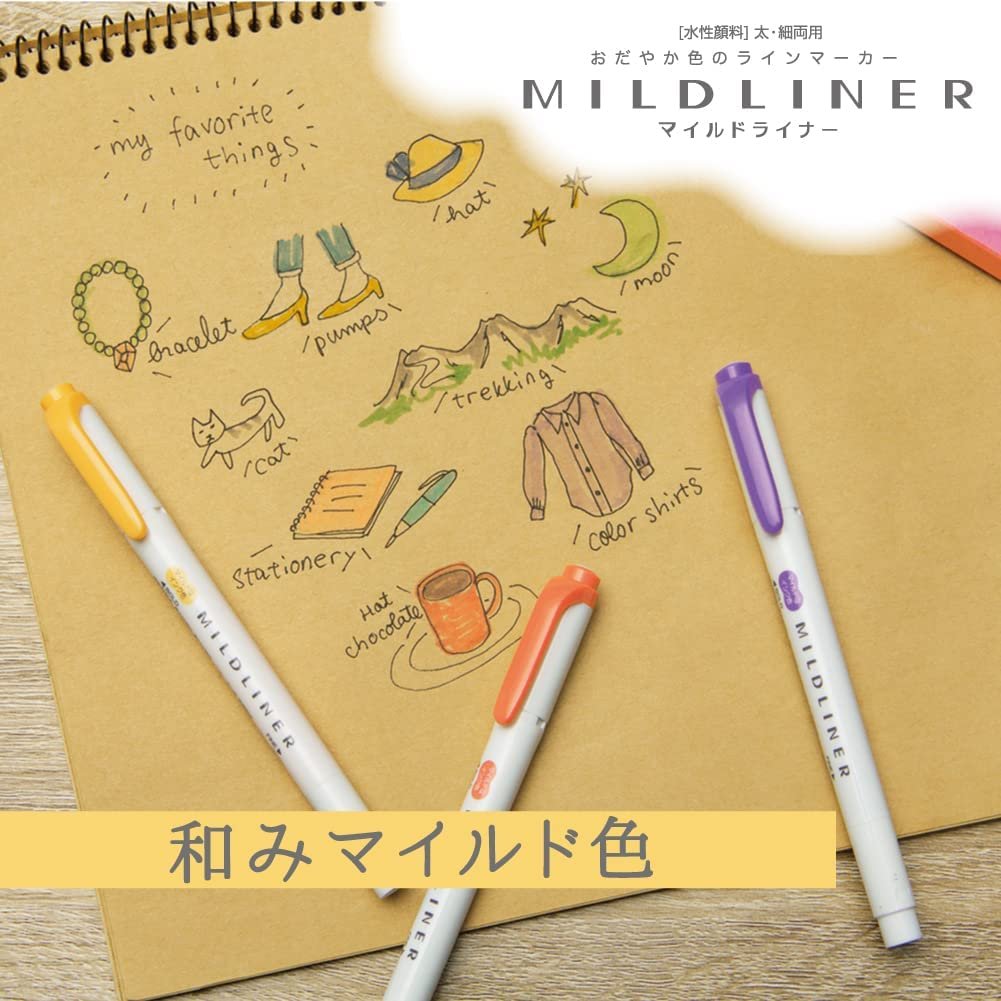 Zebra Mildliner Dual‑Tip Highlighter Markers – Soothing Color Set