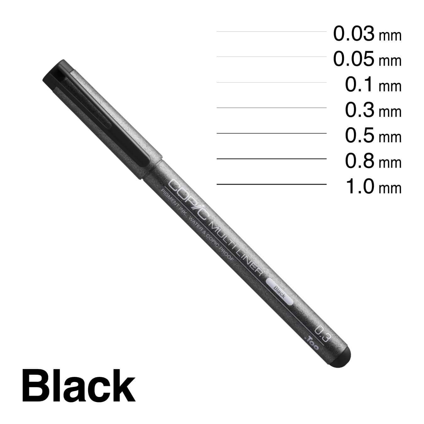 Copic Black Multiliner Marker Set – 7 Precision Pens for Artists