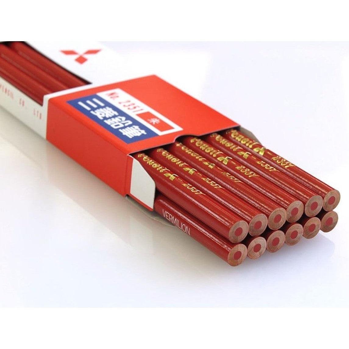 Mitsubishi Vermilion Colored Pencil Set – 12 Vibrant Red‑Orange Sticks
