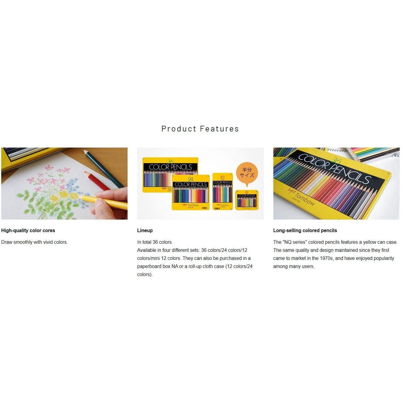 Tombow 36-Color Professional Colored Pencils Set – Vibrant Smooth 180mm