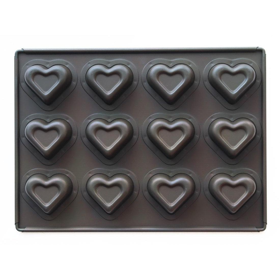 Matsunaga Professional Double-Heart 12-Well Teflon-Coated Non-Stick Cake Mold