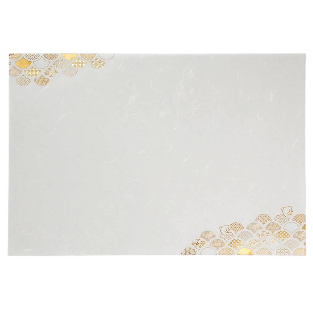 Elegant Gold Foil Seigaiha Wave Paper Placemats Set of 3