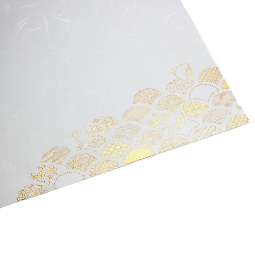 Elegant Gold Foil Seigaiha Wave Paper Placemats Set of 3