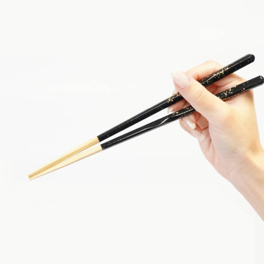 Premium Gold Glitter Black Chopsticks Non‑Slip Dishwasher Safe 23cm