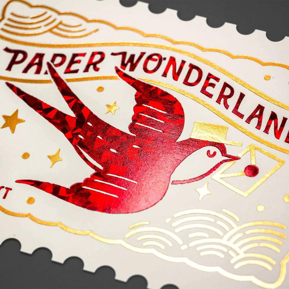 Retro Swallow Bird Foil Postcard Stamp‑Shaped Vintage Design