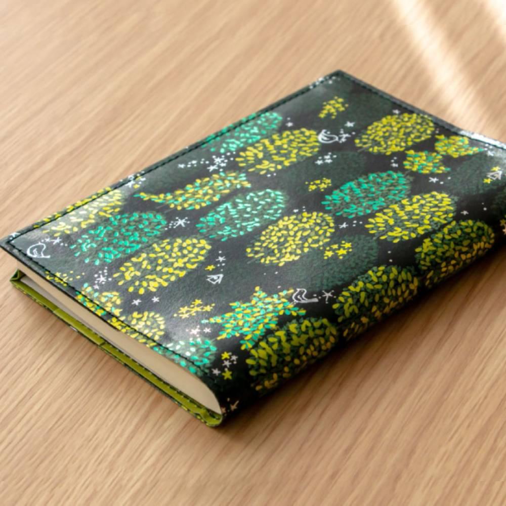 Reusable Foil‑Stamped Book Cover with Green Trees Design