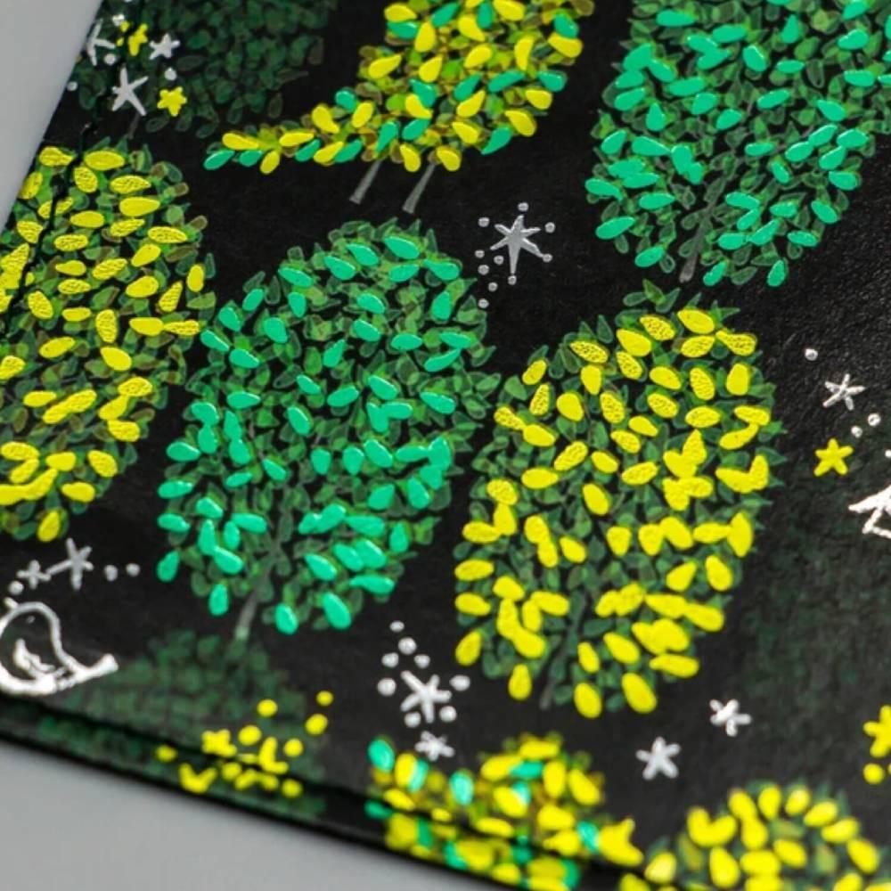 Reusable Foil‑Stamped Book Cover with Green Trees Design