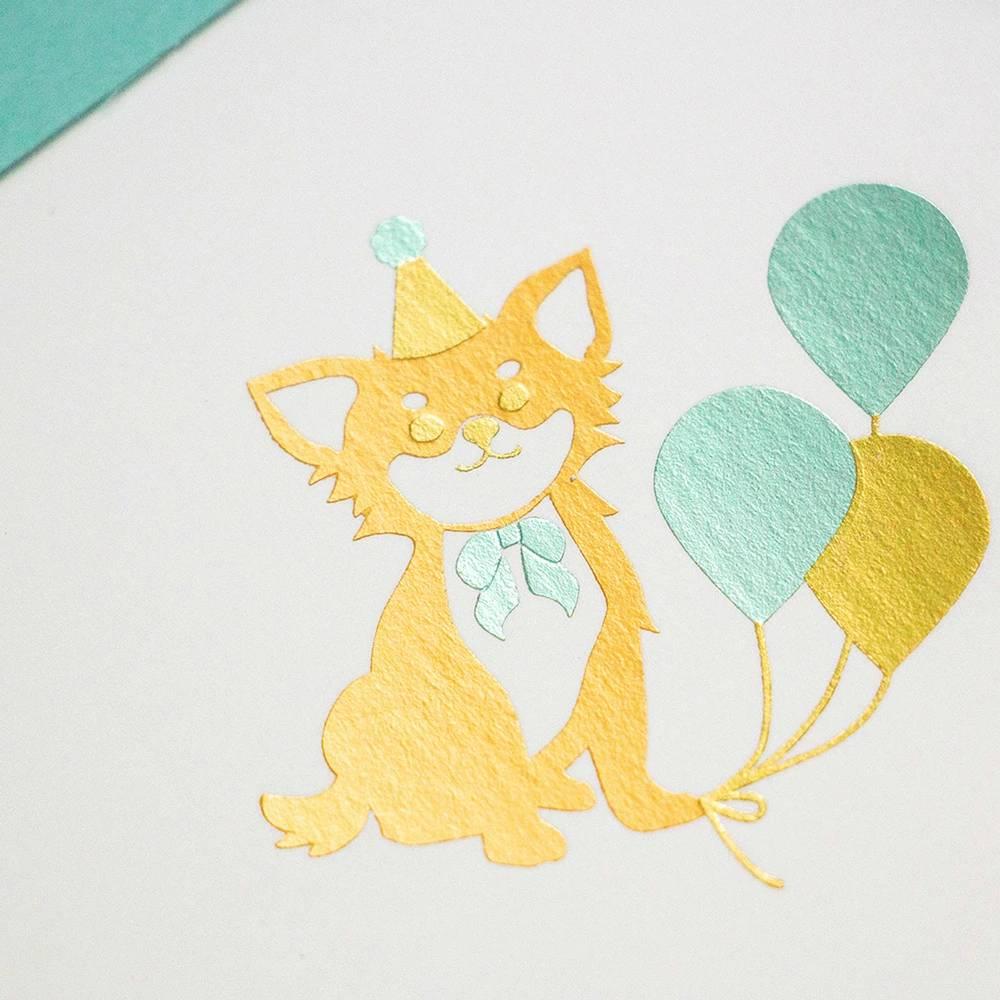 Rokkaku Origami Hexagonal Chihuahua Greeting Card with Foil‑Stamped Envelope