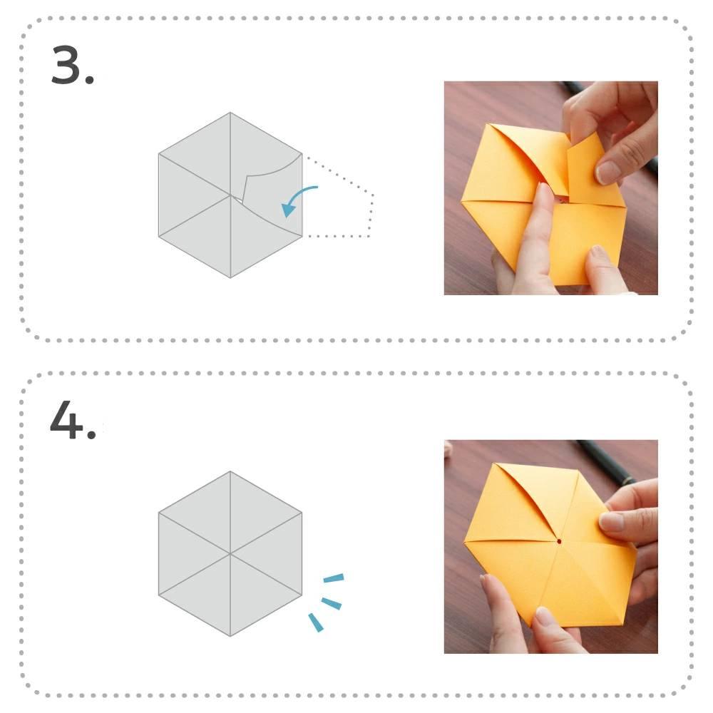 Rokkaku Origami Hexagonal Chihuahua Greeting Card with Foil‑Stamped Envelope