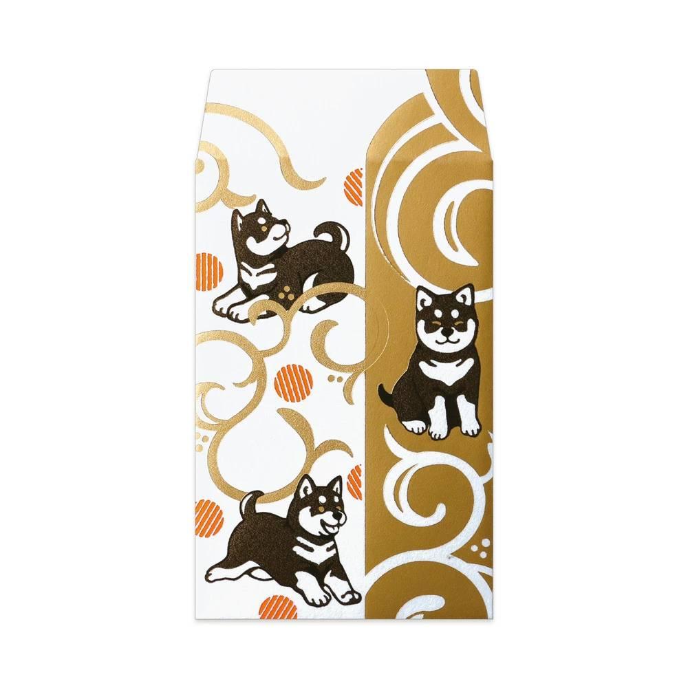 Rokkaku Gold Foil Shiba Inu Decorative Envelope Set 2pcs