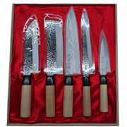 Satake Japanese Hammered Steel 5-Piece Kitchen Knife Set