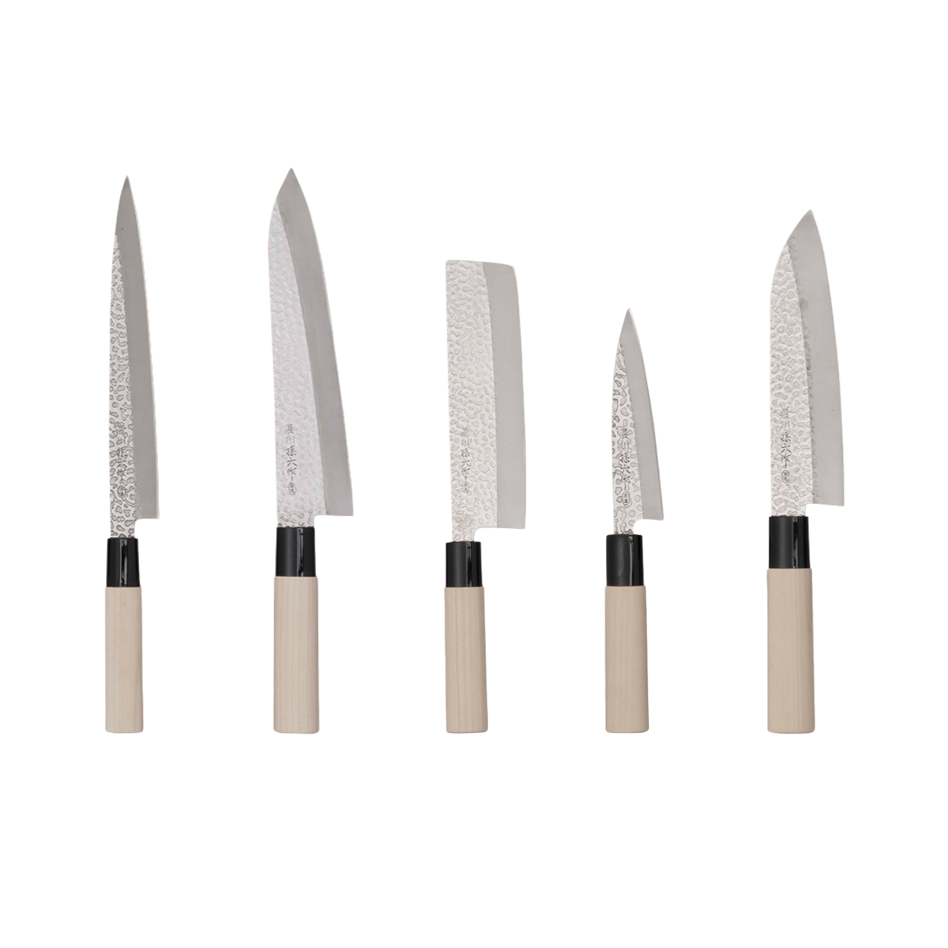 Satake Japanese Hammered Steel 5-Piece Kitchen Knife Set
