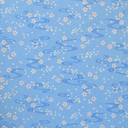 Authentic Seiran Blue Furoshiki with white floating cherry blossom patterns on 100% Japanese cotton