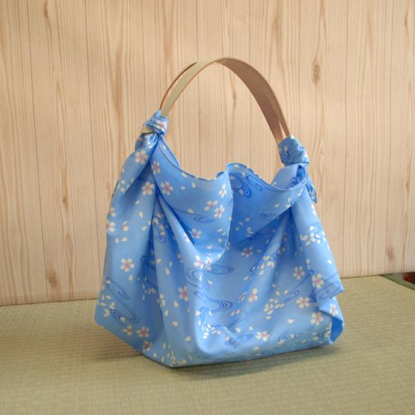 Seiran Blue Floating Blossoms Furoshiki Cotton Wrapping Cloth