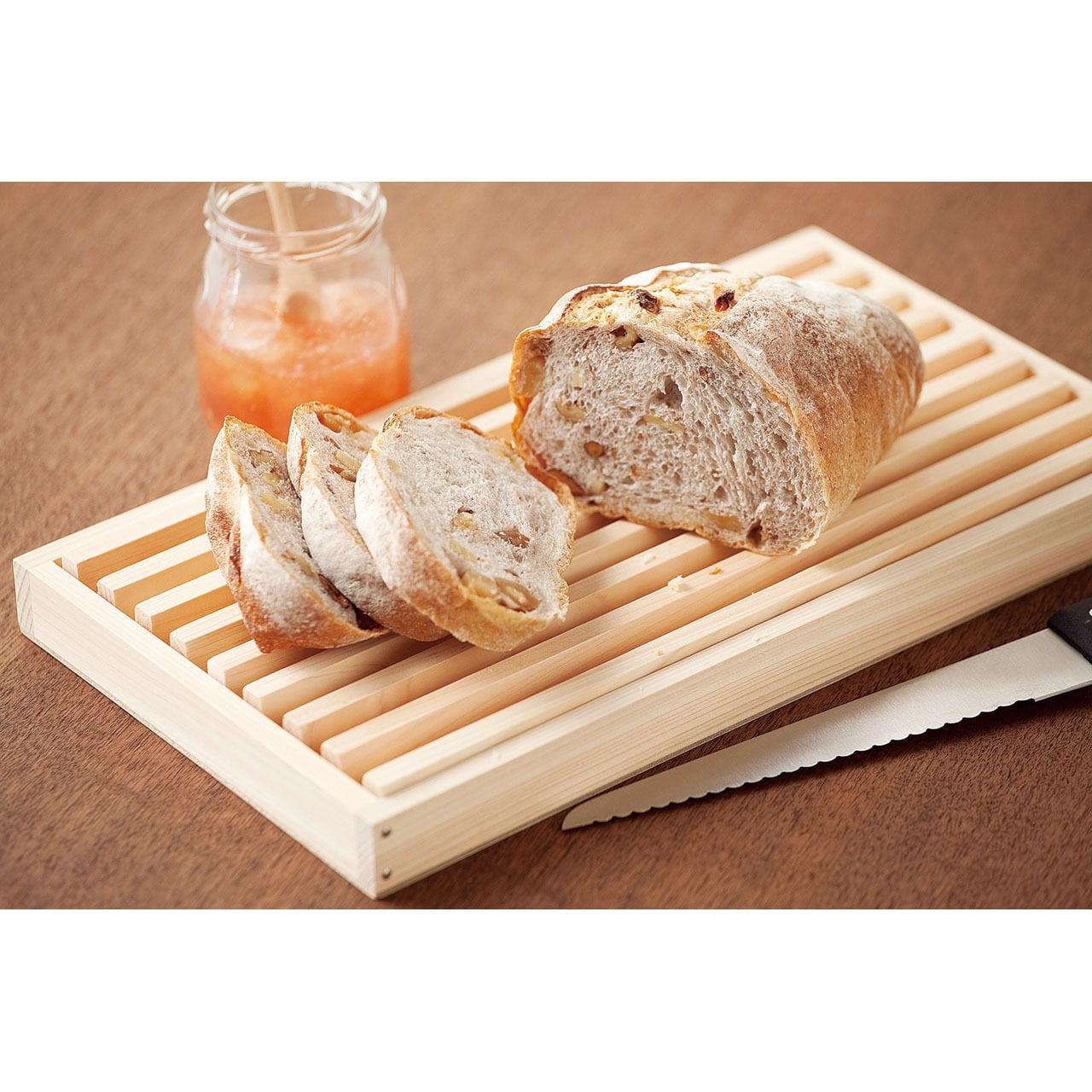 Shimanto Hinoki Cypress Bread Cutting Board – Premium Japanese Wood, 35×19.5×3.5 cm