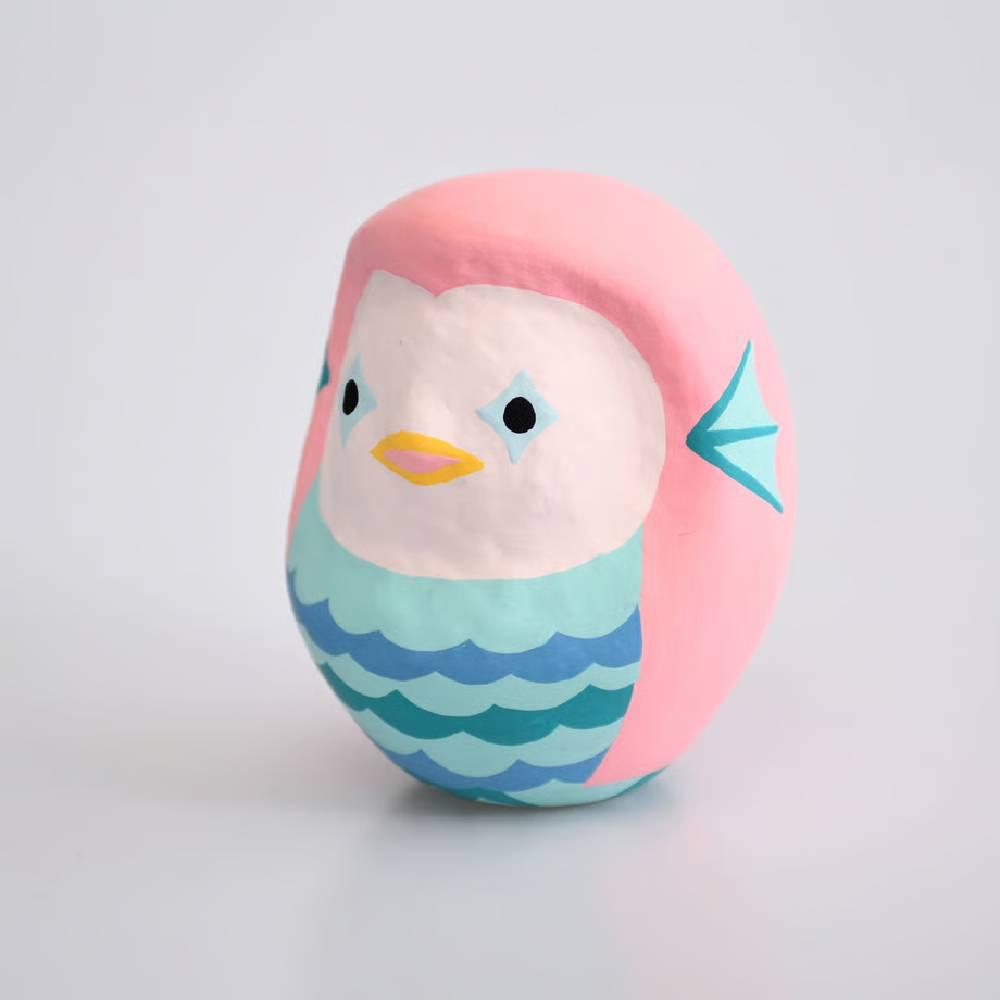 Handcrafted Pink Shirakawa Amabie Daruma Doll 8.5cm Japanese Yokai