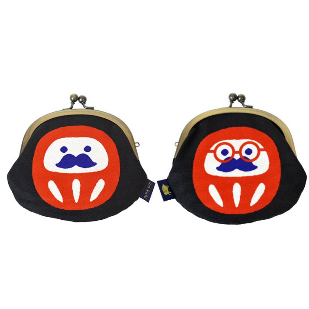 Handmade Black Cotton Daruma Small Clasp Purse – Compact Japanese Gift