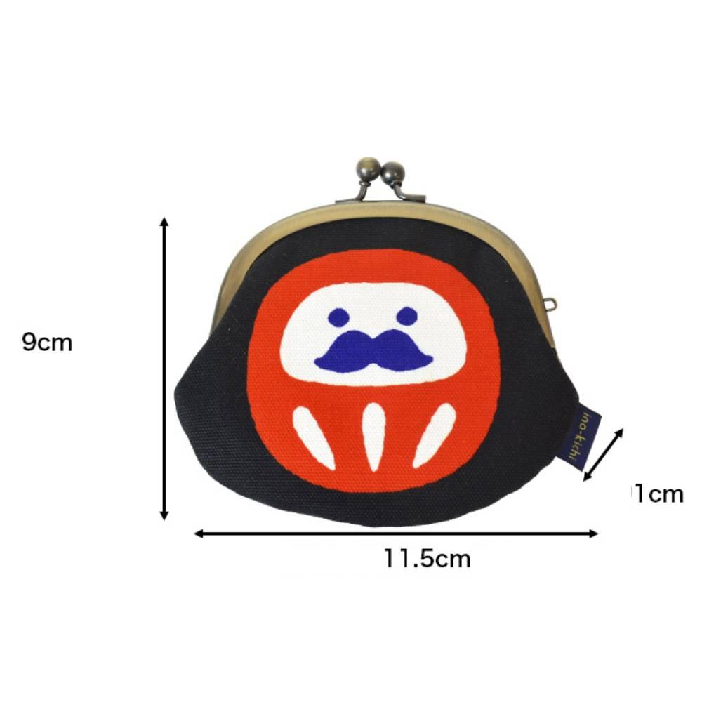 Handmade Black Cotton Daruma Small Clasp Purse – Compact Japanese Gift