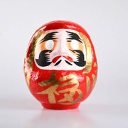 17cm traditional red Shirakawa Daruma doll with hand-painted crane eyebrows and turtle beard