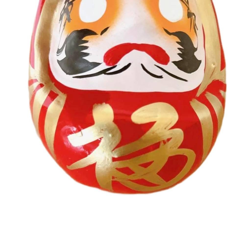 Handmade Shirakawa Daruma Red Lucky Charm Doll – 17cm Cultural Gift